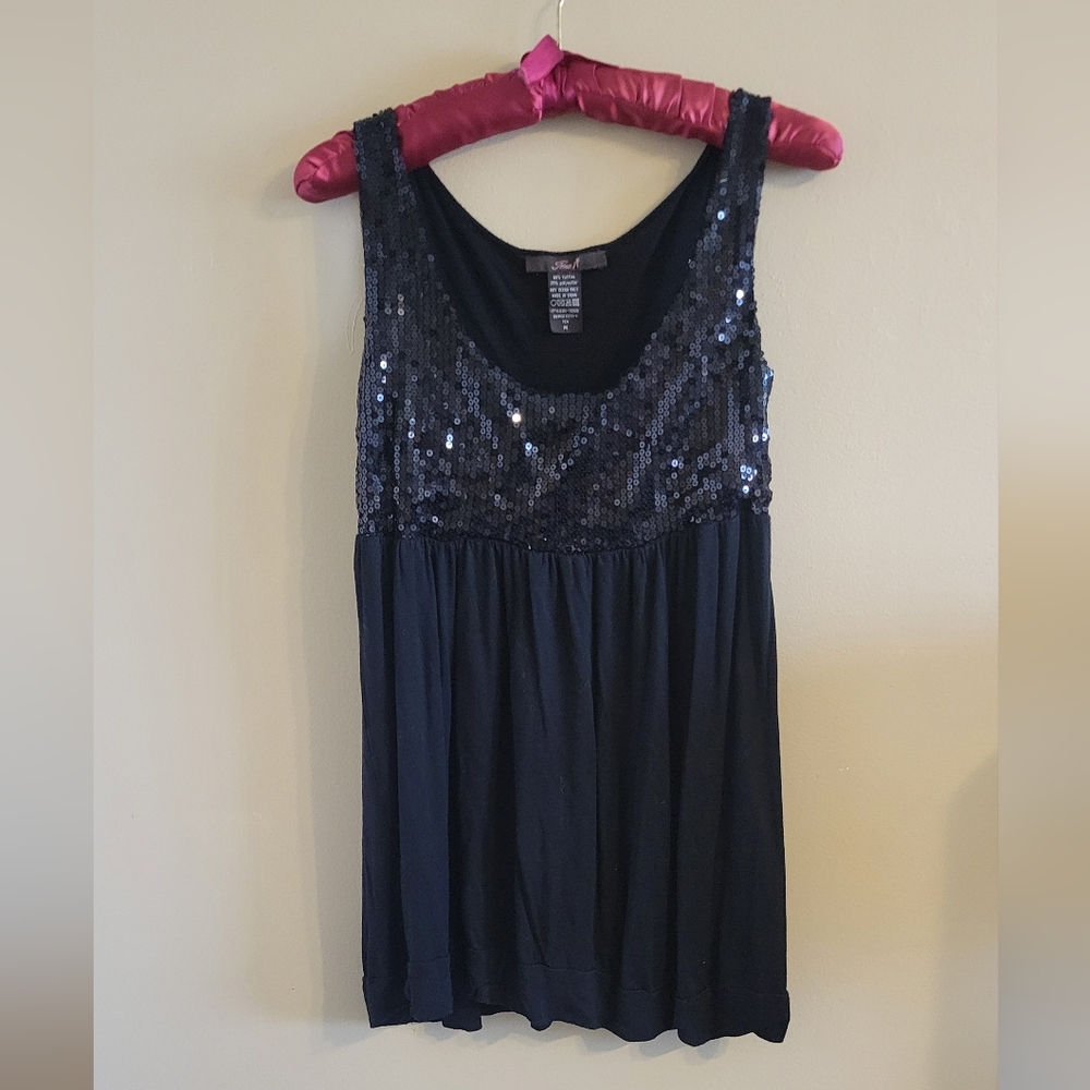 Tea | Black Sequin Women's Medium Top Tank Top Blouse